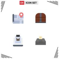 Pack of 4 Modern Flat Icons Signs and Symbols for Web Print Media such as map online box security shopping Editable Vector Design Elements