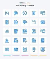 Creative Cenima 25 Blue icon pack  Such As film stip. presentation. cinema. podium. conference vector