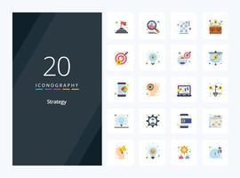 20 Strategy Flat Color icon for presentation vector