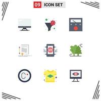 User Interface Pack of 9 Basic Flat Colors of coding degree gear filter contract business Editable Vector Design Elements