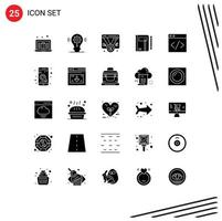 Modern Set of 25 Solid Glyphs Pictograph of sketch pad promotion notepad business Editable Vector Design Elements