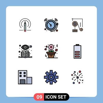 Modern Set of 9 Filledline Flat Colors Pictograph of love supervised learning watch supervised exparimant physics Editable Vector Design Elements