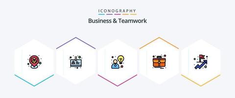 Business And Teamwork 25 FilledLine icon pack including . business. business. achievement. portfolio vector