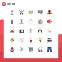 Editable Vector Line Pack of 25 Simple Flat Colors of agenda sms money message envelope Editable Vector Design Elements