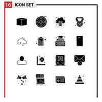 Universal Icon Symbols Group of 16 Modern Solid Glyphs of link cloud finance education award Editable Vector Design Elements