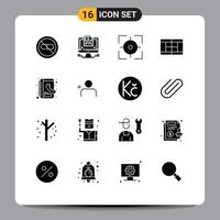 Universal Icon Symbols Group of 16 Modern Solid Glyphs of phone book book website tennis target Editable Vector Design Elements