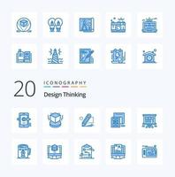 20 Design Thinking Blue Color icon Pack like email document object draw painting vector