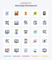 diseño y desarrollo web creativo 25 paquete de iconos planos como marcadores. equipo css. ajustes. css. en cascada vector