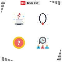 Editable Vector Line Pack of 4 Simple Flat Icons of coffee ask jewelry ornament question Editable Vector Design Elements