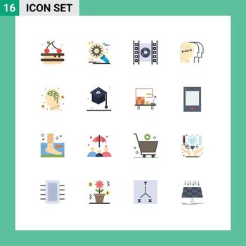 Set of 16 Vector Flat Colors on Grid for intelligence artificial media head charactore Editable Pack of Creative Vector Design Elements