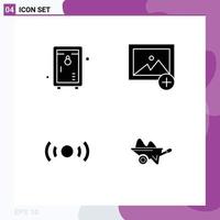 Editable Vector Line Pack of 4 Simple Solid Glyphs of locker signal garden photo ux Editable Vector Design Elements