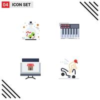 4 Universal Flat Icons Set for Web and Mobile Applications eye computer zombie midi marketplace Editable Vector Design Elements