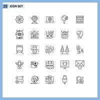 Universal Icon Symbols Group of 25 Modern Lines of browser signal laptop service find Editable Vector Design Elements