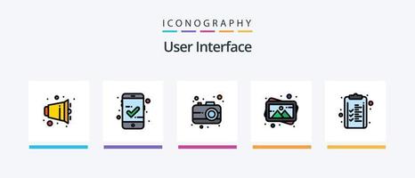 la línea de la interfaz de usuario llenó el paquete de 5 íconos que incluye . objetivo. interfaz. metas. joya. diseño de iconos creativos vector