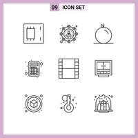 Stock Vector Icon Pack of 9 Line Signs and Symbols for strip interface user interaction apps Editable Vector Design Elements