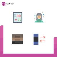 Set of 4 Modern UI Icons Symbols Signs for monitoring technologist pulse expert fashion Editable Vector Design Elements