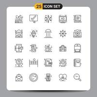 conjunto de 25 iconos de interfaz de usuario modernos signos de símbolos para documentos familiares pantalla de copia en escamas elementos de diseño vectorial editables vector