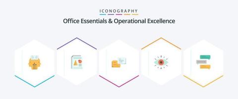 Office Essentials And Operational Exellence 25 Flat icon pack including . secret society. business. symbol. popup vector