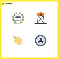 User Interface Pack of 4 Basic Flat Icons of bank tower university defense ecology Editable Vector Design Elements