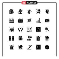 Pack of 25 Modern Solid Glyphs Signs and Symbols for Web Print Media such as connect delivery manager box sweets Editable Vector Design Elements