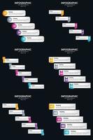 plantilla de diapositiva de presentación del paquete de infografías vectoriales 6 diagramas de ciclo de 5 pasos y líneas de tiempo vector