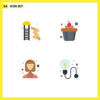 Set of 4 Commercial Flat Icons pack for park slider director park food manager Editable Vector Design Elements