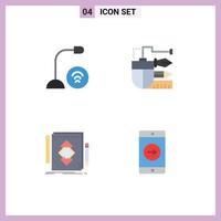 Group of 4 Modern Flat Icons Set for computers scale hardware drawing tool Editable Vector Design Elements