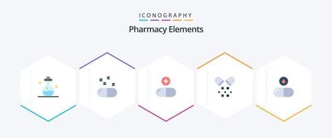 Pharmacy Elements 25 Flat icon pack including drop. drug. medical. pills. medical vector