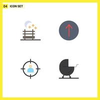 Set of 4 Modern UI Icons Symbols Signs for nature user symbols man buggy Editable Vector Design Elements