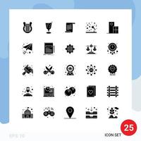 Pictogram Set of 25 Simple Solid Glyphs of building reception file music marriage Editable Vector Design Elements