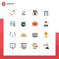 Universal Icon Symbols Group of 16 Modern Flat Colors of database pin code farm pin code Editable Pack of Creative Vector Design Elements