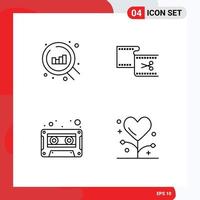 Line Pack of 4 Universal Symbols of web audio cassette clip editing tape Editable Vector Design Elements