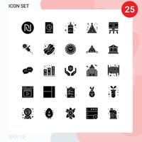 Group of 25 Solid Glyphs Signs and Symbols for board night graph party printing Editable Vector Design Elements