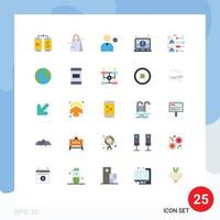 User Interface Pack of 25 Basic Flat Colors of team skills development user businessman laptop Editable Vector Design Elements