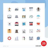 Flat Color Pack of 25 Universal Symbols of chair search search interface communication Editable Vector Design Elements