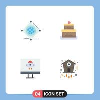 símbolos de iconos universales grupo de 4 iconos planos modernos de cohete iot de boda elementos de diseño de vectores editables de navidad