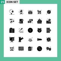 Pictogram Set of 25 Simple Solid Glyphs of meet camping employee cart retail Editable Vector Design Elements