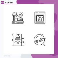 Line Pack of 4 Universal Symbols of city cigar park cyber smoking Editable Vector Design Elements