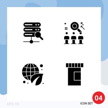 Set of 4 Vector Solid Glyphs on Grid for web ecology rescource user green Editable Vector Design Elements