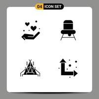 Set of 4 Modern UI Icons Symbols Signs for heart camping sauna feeding arrows Editable Vector Design Elements