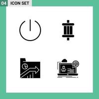 Pictogram Set of 4 Simple Solid Glyphs of off folder auto tools report Editable Vector Design Elements