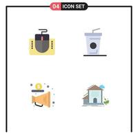 User Interface Pack of 4 Basic Flat Icons of mouse promote computer drink home Editable Vector Design Elements