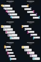 plantilla de diapositiva de presentación del paquete de infografías vectoriales 6 diagramas de ciclo de 5 pasos y líneas de tiempo vector