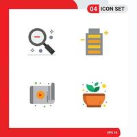 Editable Vector Line Pack of 4 Simple Flat Icons of magnifier app search ecology technology Editable Vector Design Elements