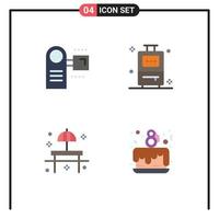 Group of 4 Modern Flat Icons Set for camcorder park electronic travel sunshade Editable Vector Design Elements