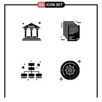 User Interface Pack of 4 Basic Solid Glyphs of bank business building enterprise architecture web Editable Vector Design Elements