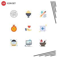 Stock Vector Icon Pack of 9 Line Signs and Symbols for donation time creative watch timmer Editable Vector Design Elements