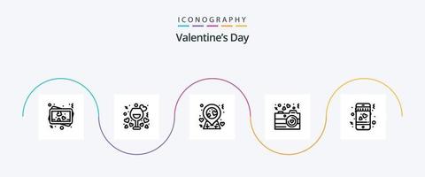 Valentines Day Line 5 Icon Pack Including mobile. dating. location. valentine. love vector