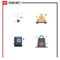 4 Creative Icons Modern Signs and Symbols of temperature gear update takoyaki autumn Editable Vector Design Elements