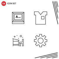 4 Creative Icons Modern Signs and Symbols of screen chair monitor fashion education Editable Vector Design Elements